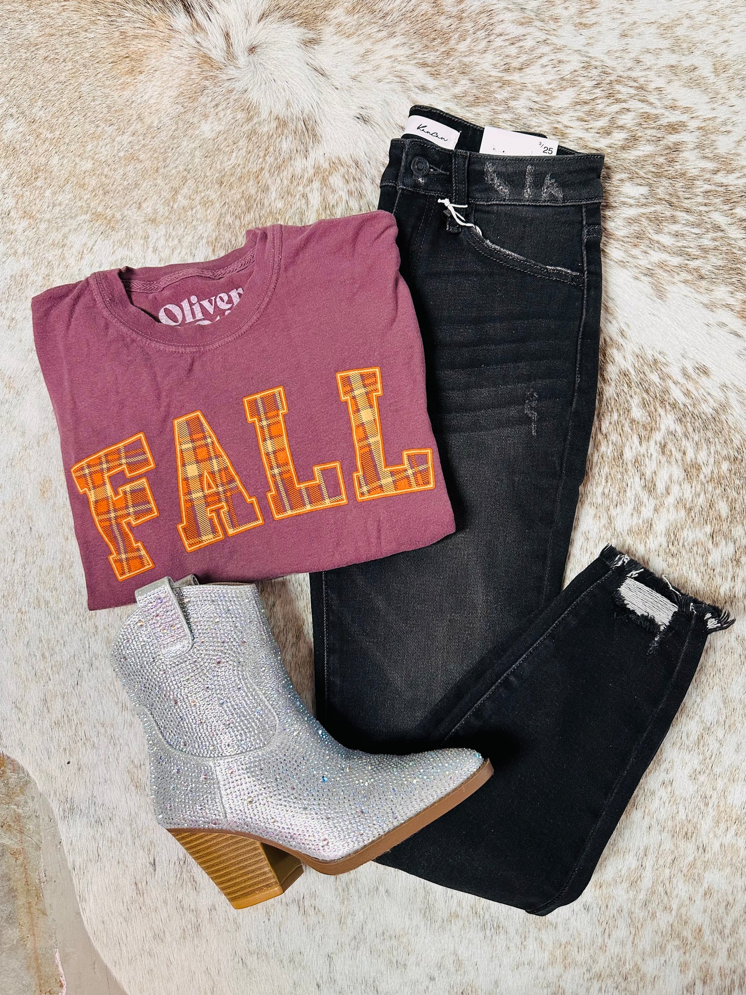 Fall plaid tee