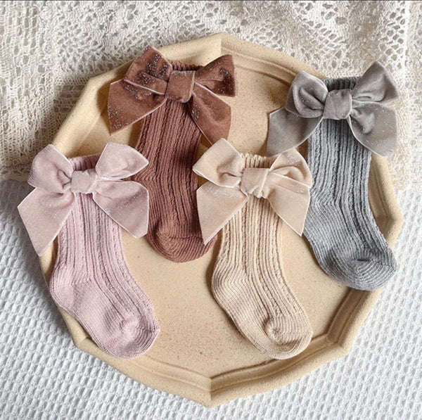 Beige Bow Socks