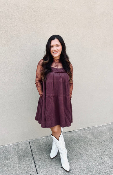 Brown Fall Flowy Dress