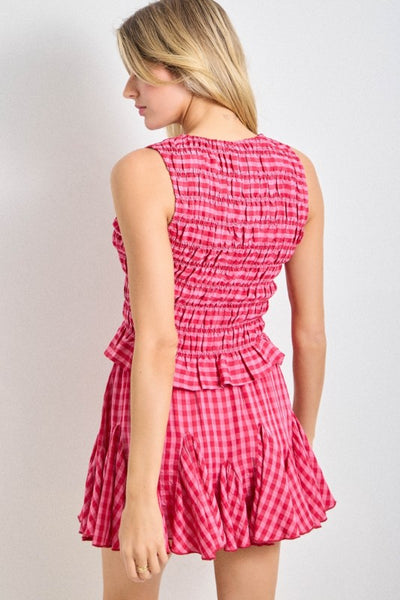 Summer Smocked Gingham Top