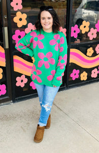 Green Flower Sweater