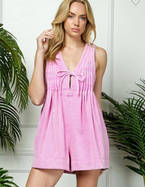 Pink Viral Denim Romper