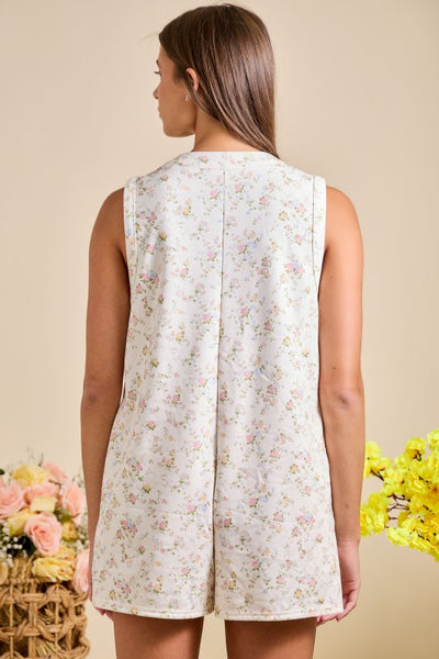 April Flowers Ivory Tie Romper