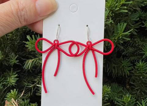 Red Bow Earrings