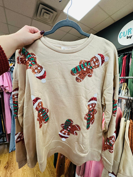 Gingerbread Sequin Sweatshirt