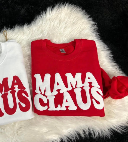 white puff mama claus crewneck