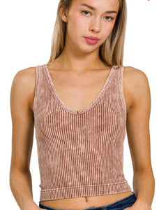 Mocha Ribbed Reversible Cami