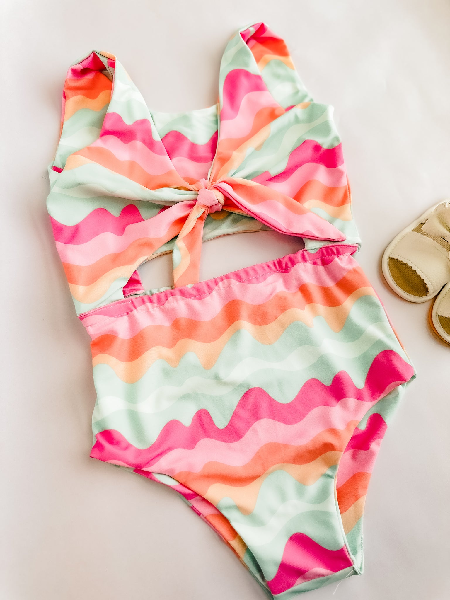 Pink waves one piece swimsuit