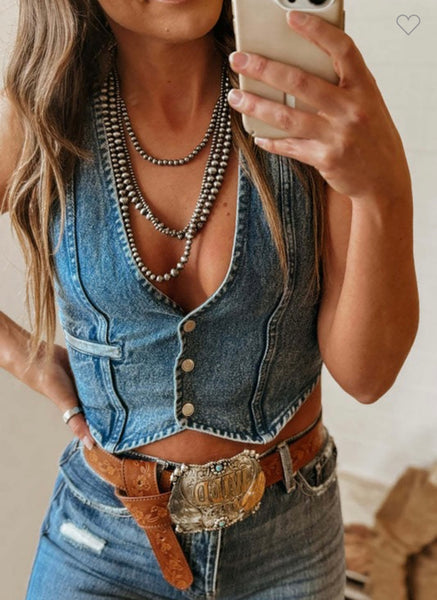 Denim Vest Top