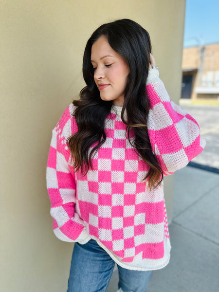 Pink Check Sweater