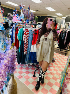 Viral Taupe Denim Romper