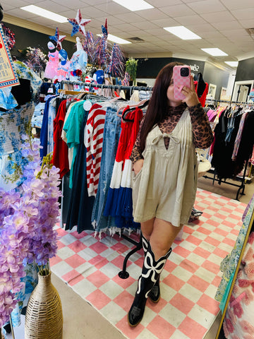 Viral Taupe Denim Romper