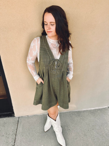 Olive Denim Romper