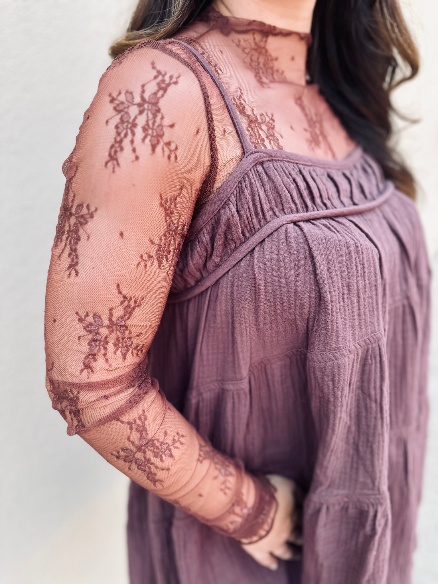 Brown Lace Mesh Top