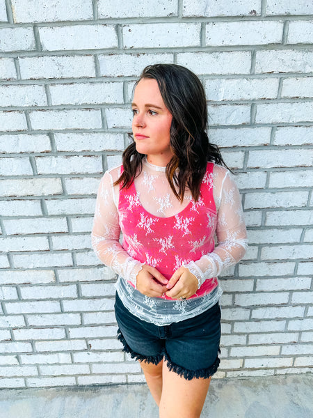 White lace mesh top