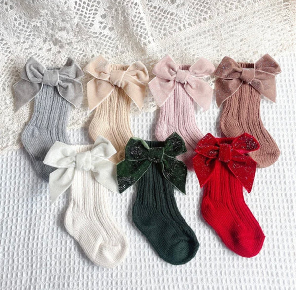 Ivory Bow Socks