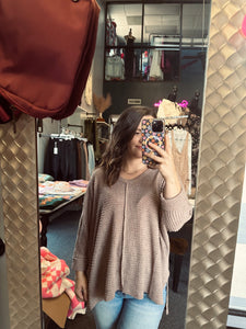 Mocha waffle knit top