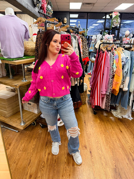 Magenta Floral Cardigan