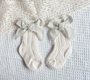 Ivory Bow Socks