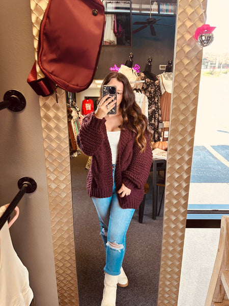 Maroon Cozy Cardigan