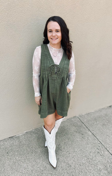 Olive Denim Romper