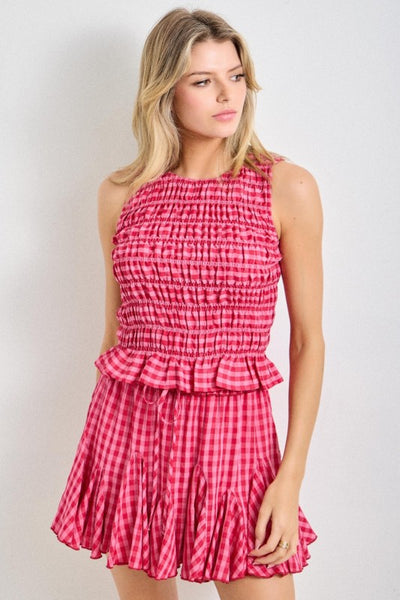 Summer Smocked Gingham Top