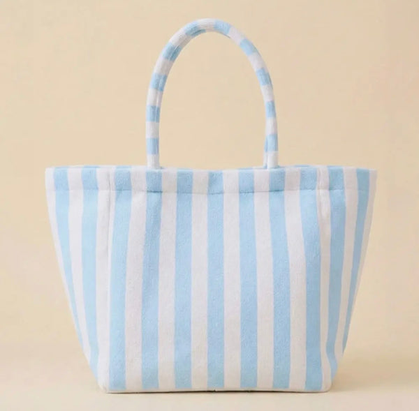 Blue Stripe Terry Tote Bag