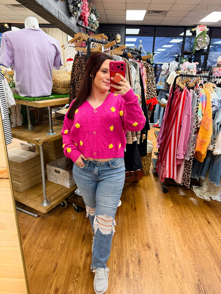 Magenta Floral Cardigan