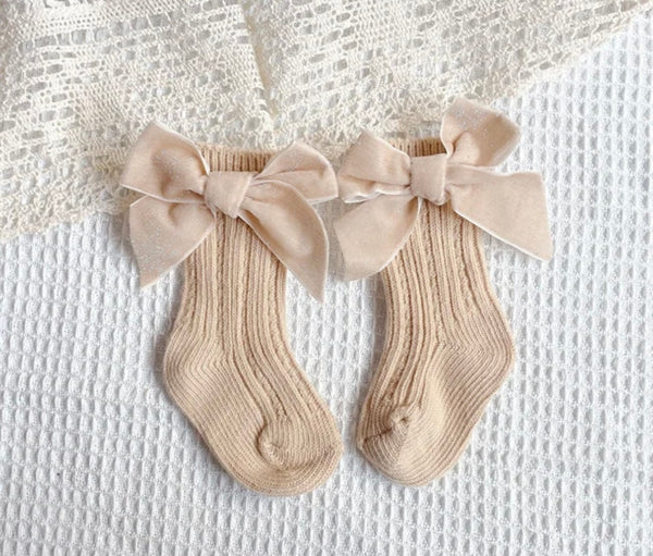 Beige Bow Socks