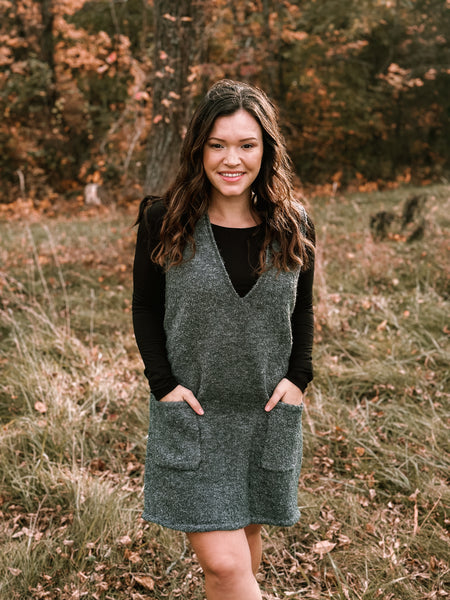 Gray chunky sweater dress