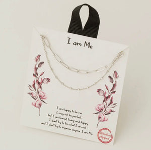 Paper clip silver layering necklace