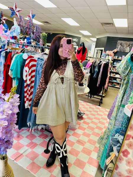 Viral Taupe Denim Romper