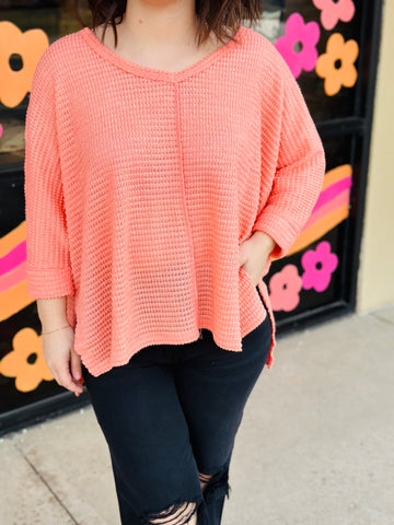 Coral Knit Top