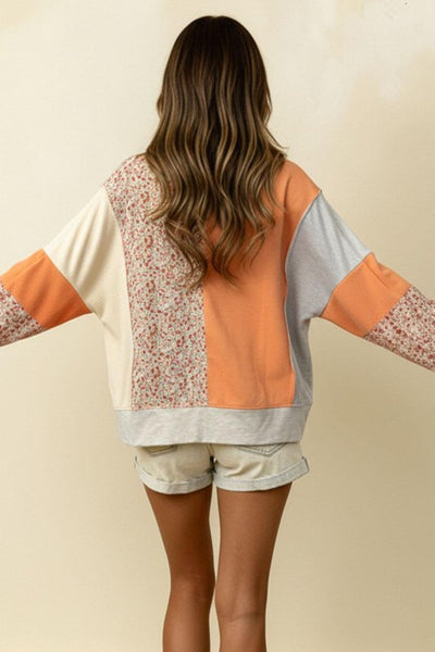 Retro Tangerine Flower Top