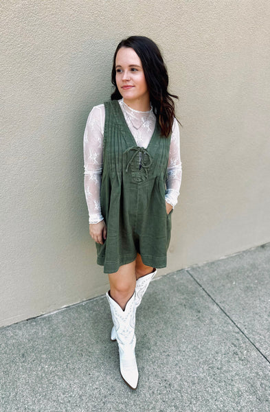 Olive Denim Romper