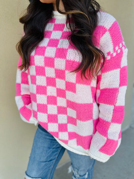 Pink Check Sweater