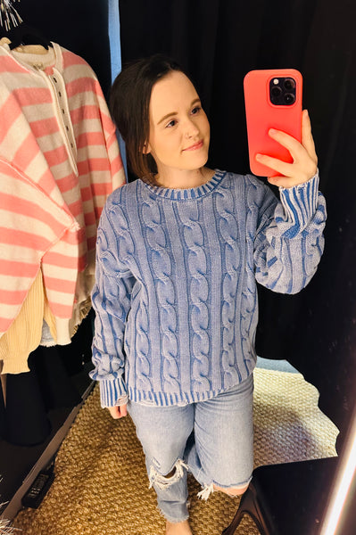 Denim blue corded sweater