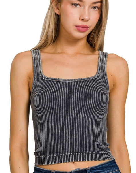 Mocha Ribbed Reversible Cami