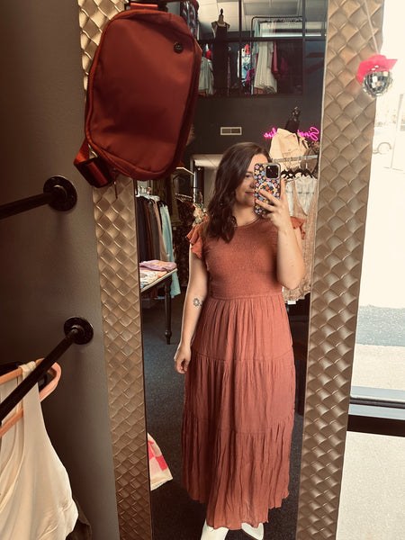 Rust Midi Dress