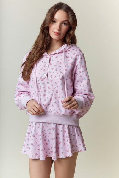 Baby Pink Ditsy Hoodie