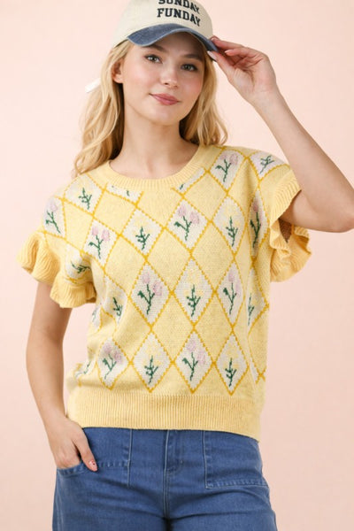 Yellow Knit Sweater Top