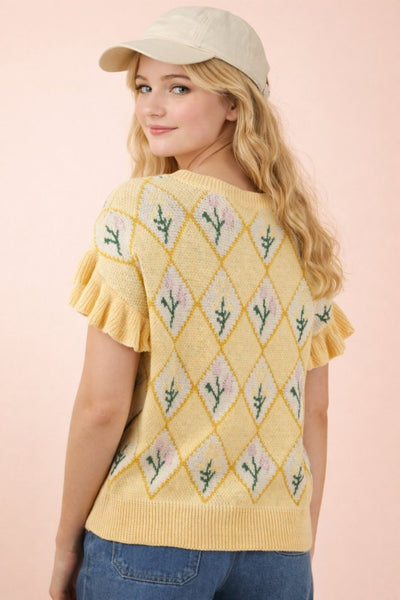 Yellow Knit Sweater Top