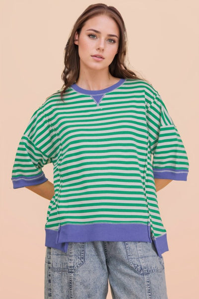 Kelly Green Stripe Top