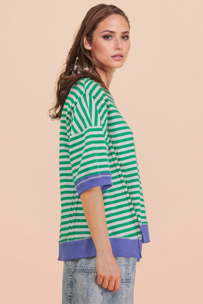 Kelly Green Stripe Top