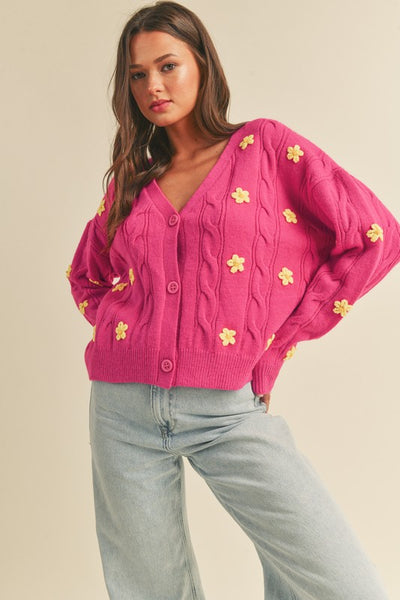 Magenta Floral Cardigan