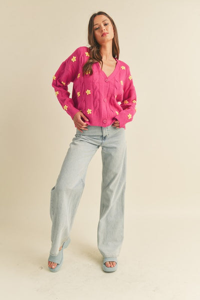 Magenta Floral Cardigan