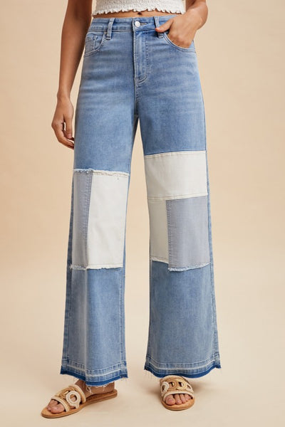 Patchwork Wide Leg Jeans