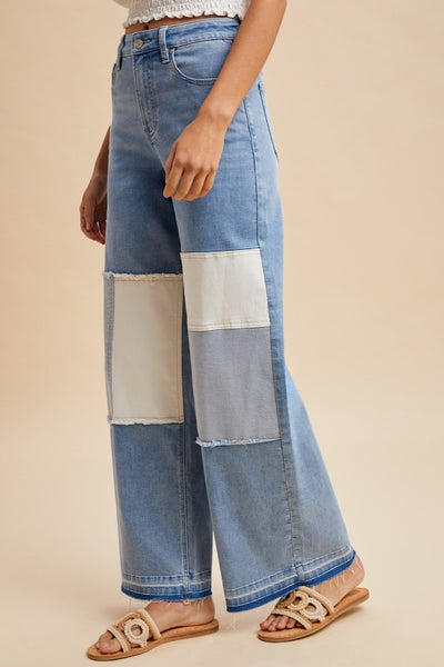 Patchwork Wide Leg Jeans