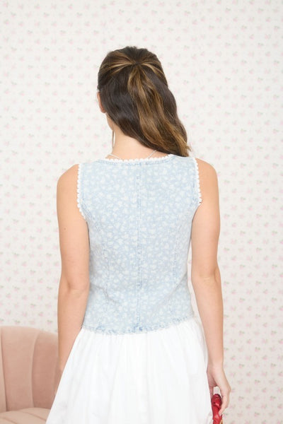 Jackie Denim Floral Vest